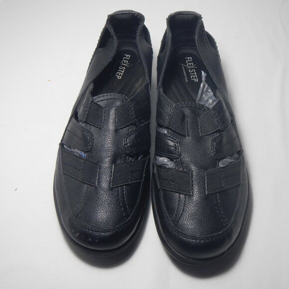 Flex Step Sandal Fisherman Mary Jane Memory Foam Sandals Black EUC PU Leather 8W - Picture 3 of 7
